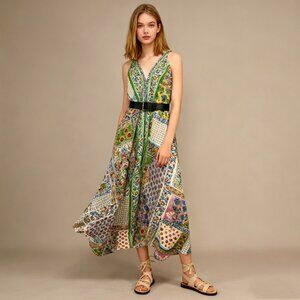 NWOT Johnny Was Diskana Eva Floral V-neck Sleeveless Maxi Dress Sz XL Multicolor